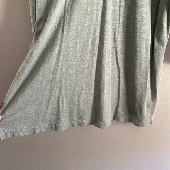 J.Jill Women M Green Cotton Modal Slub Crochet Trim V-Neck 3/4 Sleeves Tunic Top - Picture 3 of 11